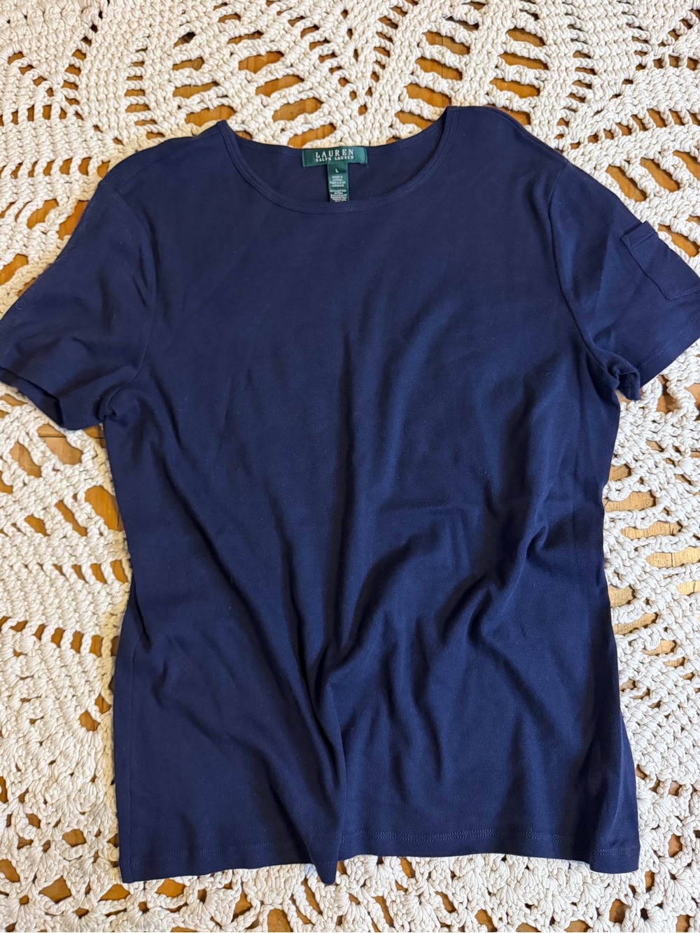 Lauren Ralph Lauren Navy Blue Cotton Short Sleeve T-Shirt L staple classic layer